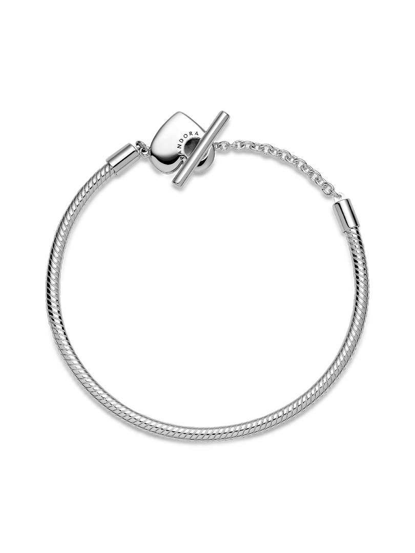 Pandora Moments Heart T-Bar Snake Chain Bracelet