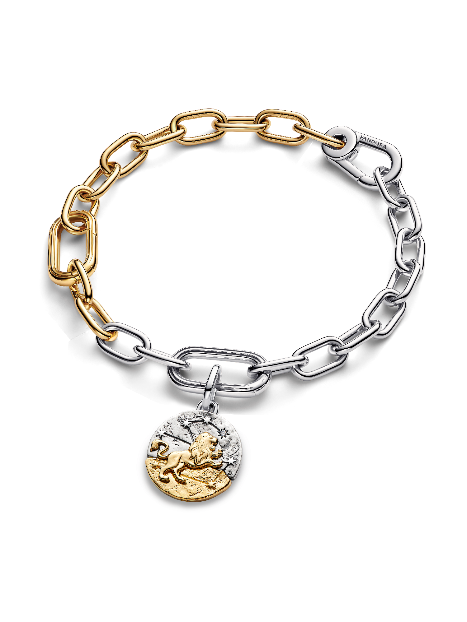 Leo Two-tone Medallion Charm Bracelet Set