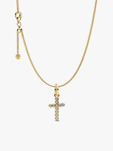Round Bezel Cross Necklace Set