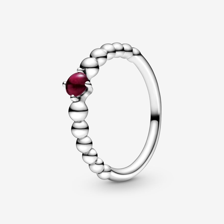 FINAL SALE - January Dark Red Beaded Ring image number 0