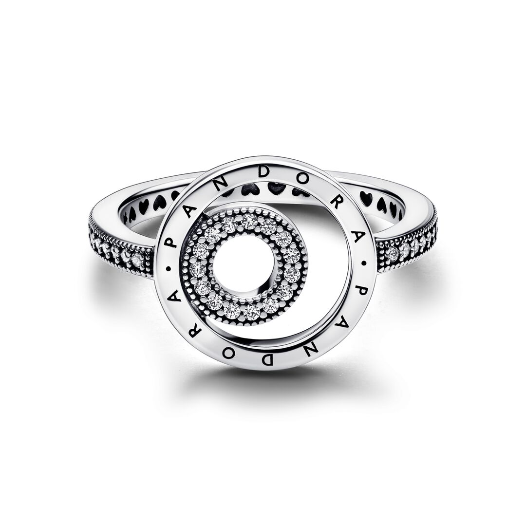 FINAL SALE - Pandora Signature Logo Circles Pavé Ring