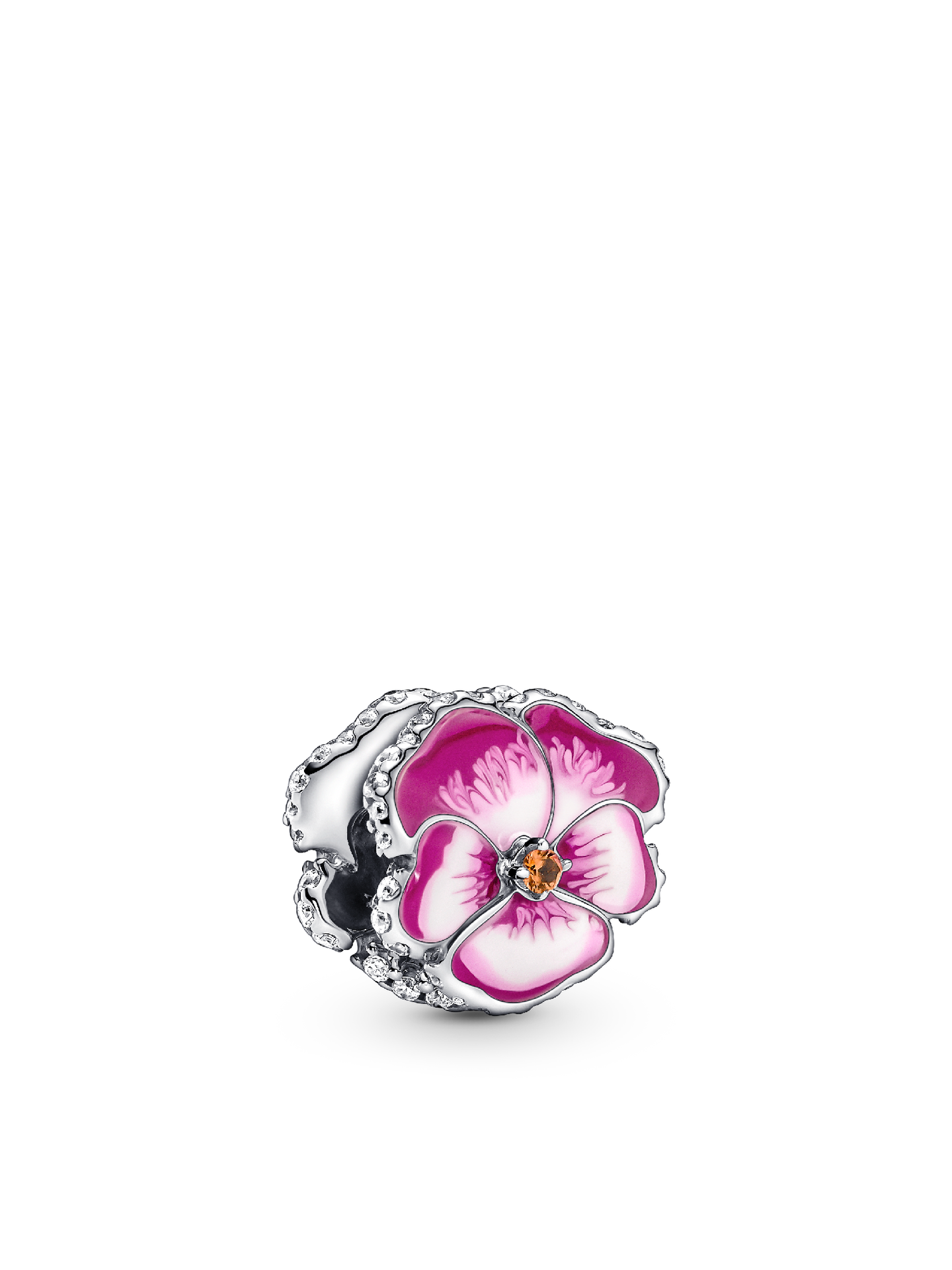 Женский шарм Pandora Pink Pansy Flower Charm, цвет: Серебро — фото 1