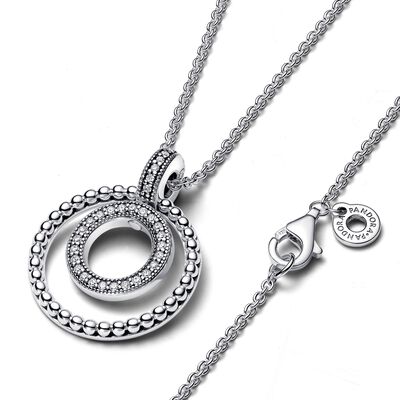 Pandora Signature Pavé & Beads Pendant & Necklace