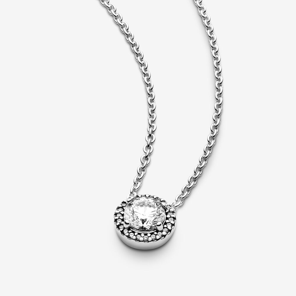 Round Sparkle Halo Necklace | Pandora US