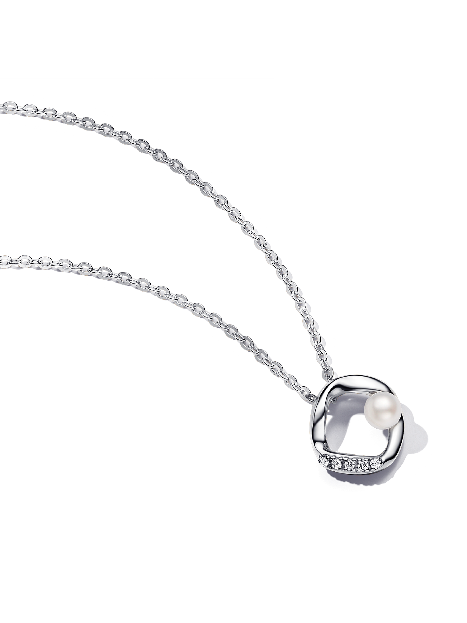 Organically Shaped Pavé Circle & Treated Freshwater Cultured Pearl Collier Necklace
