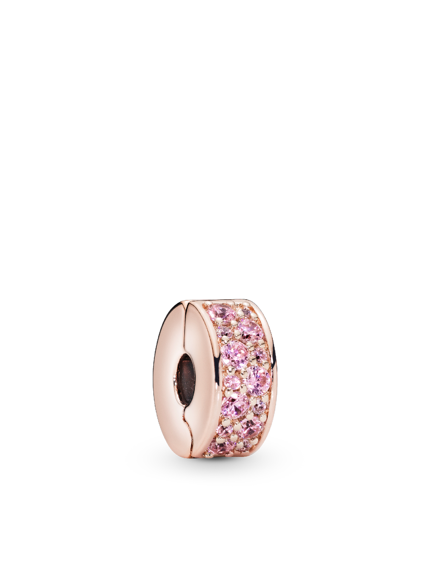 Женский шарм Pandora Pink Pavé Clip Charm, Rose gold plated, цвет: Покрытие розовым золотом — фото 1