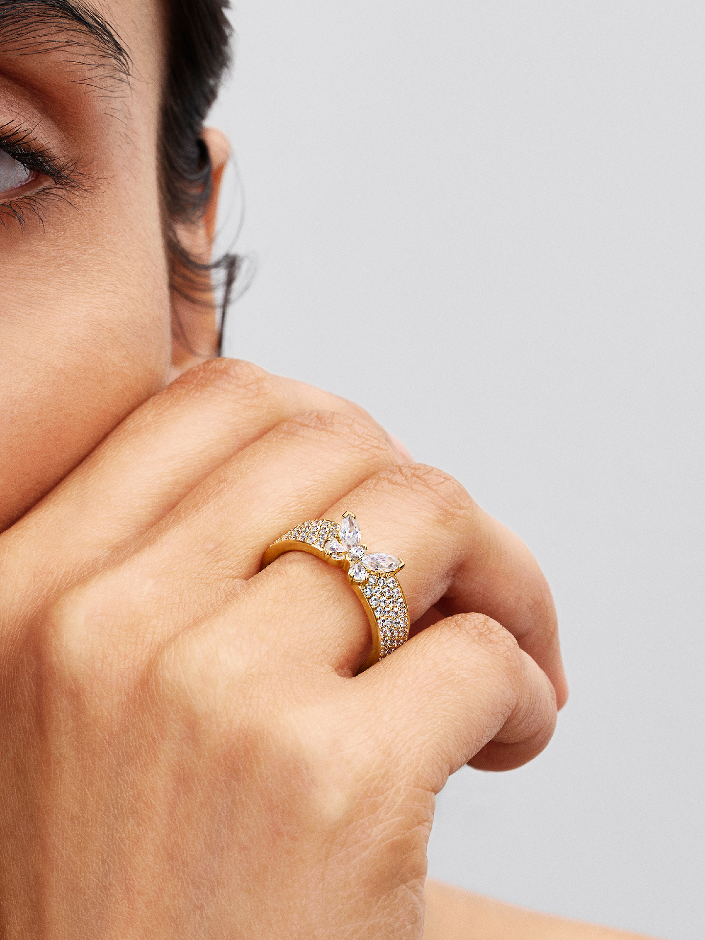 Женское кольцо Pandora Sparkling Butterfly Bold, Gold plated, цвет: Позолоченный — фото 3
