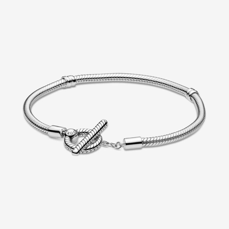 Pandora Moments T-Bar Snake Chain Bracelet, Sterling silver
