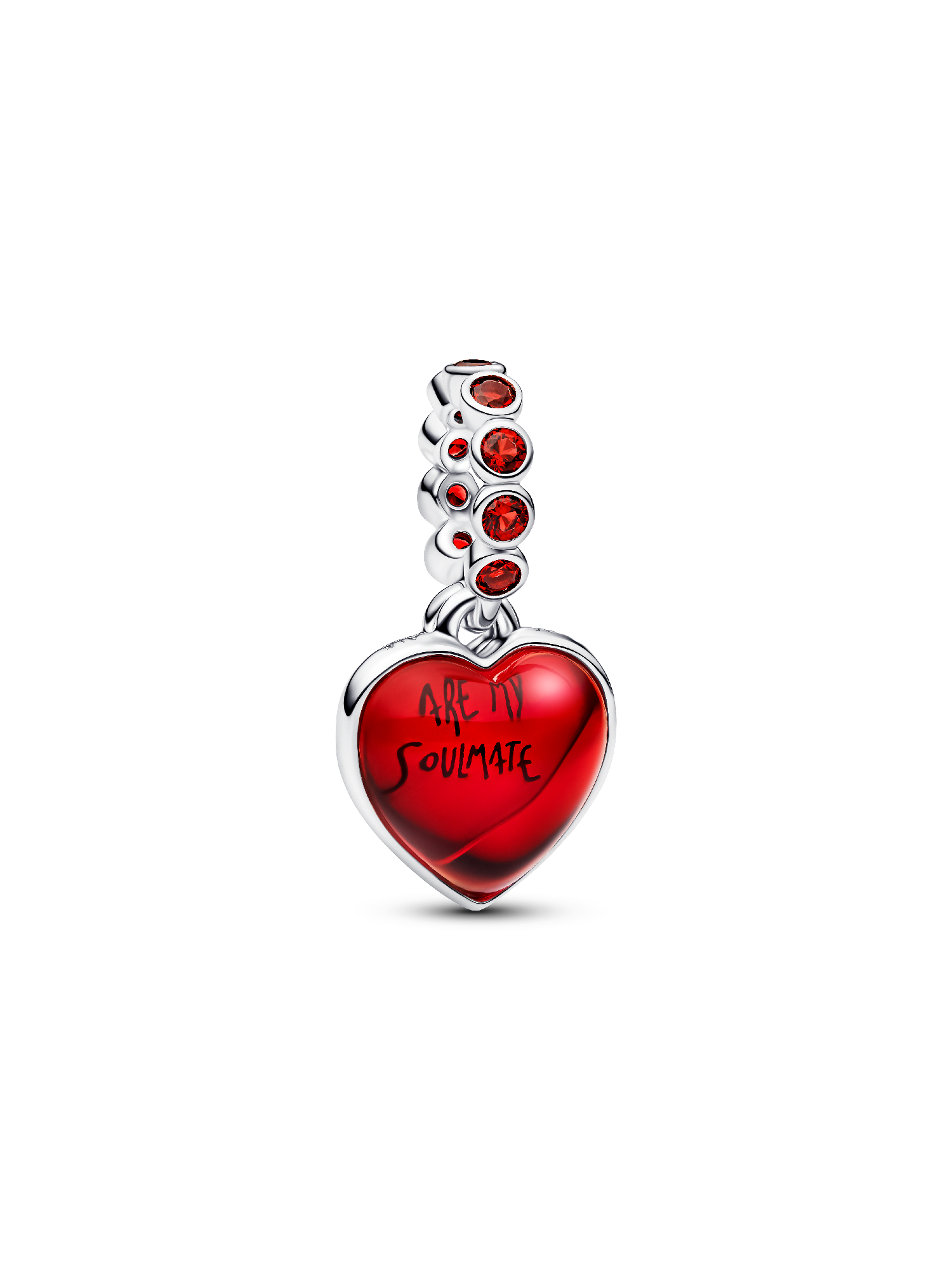 Red Murano Glass Heart Double Dangle Charm | Pendant | Sterling