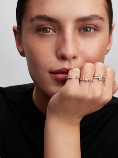 Pandora Talisman Sterling Silver Lab-Grown Diamond Evil Eye & Hamsa Hand Open Ring