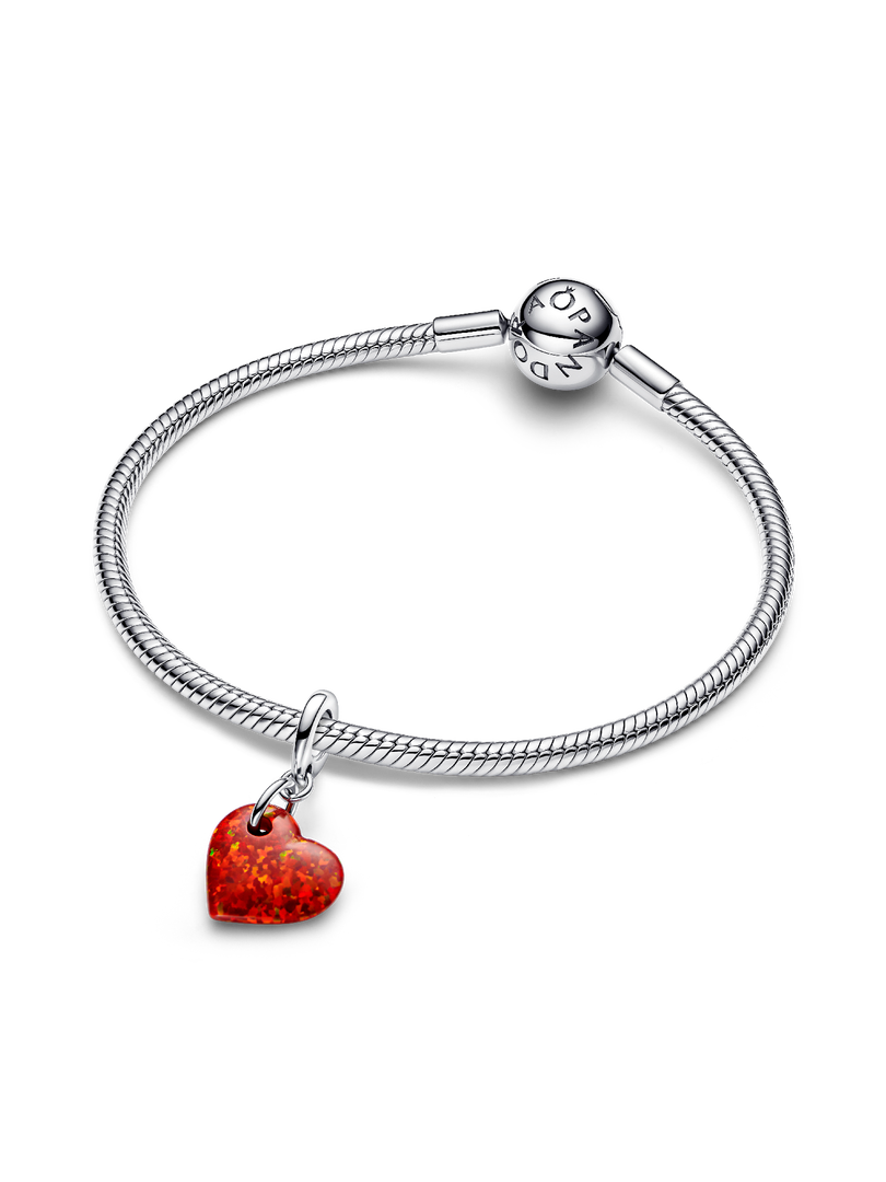 Opalescent Red Heart Dangle Charm