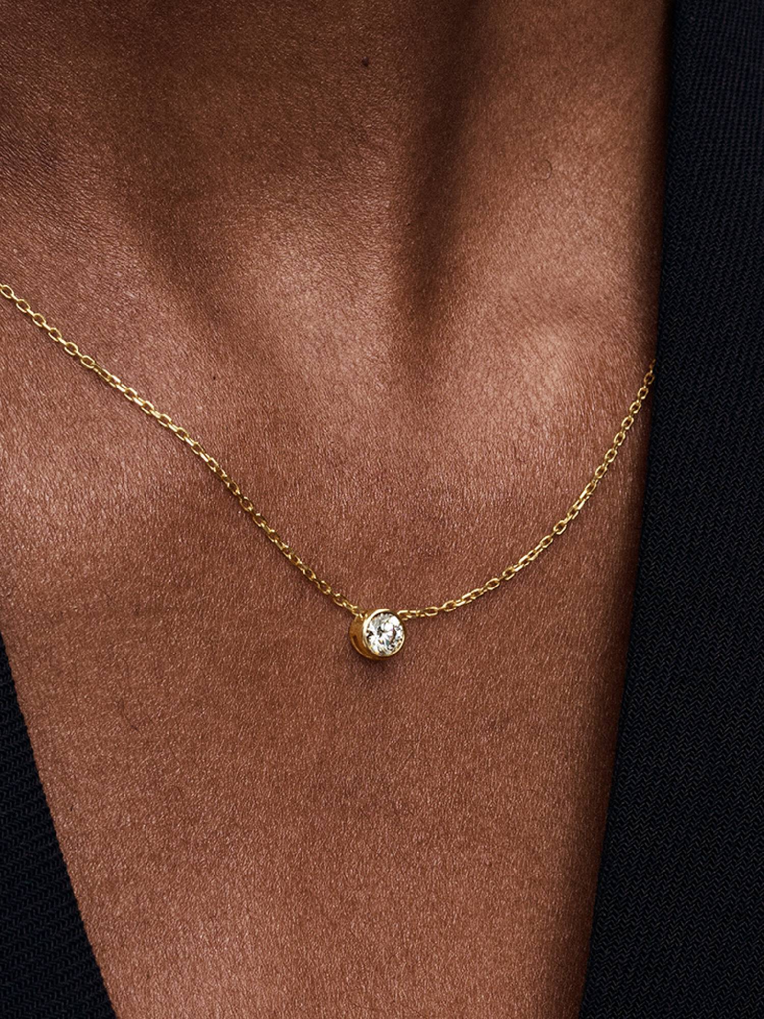 Pandora Era Bezel 14k Gold Lab-grown Diamond Pendant Necklace