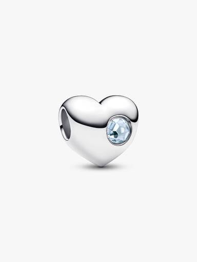 Engravable Sea Aqua Blue Stone Heart Charm