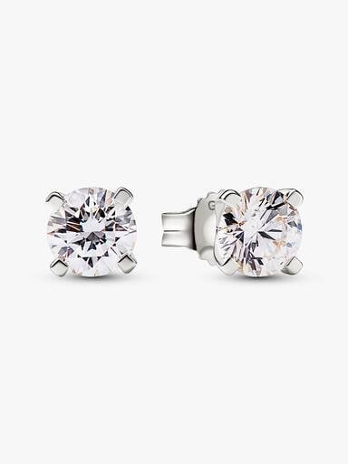 Pandora Era 14k White Gold Lab-grown Diamond Earrings