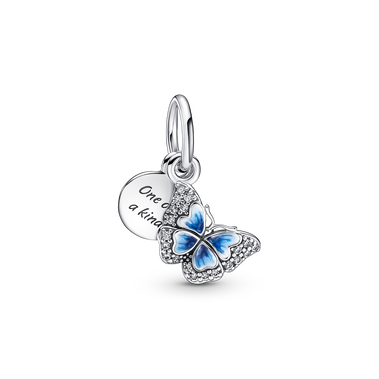 Blue Butterfly & Quote Double Dangle Charm