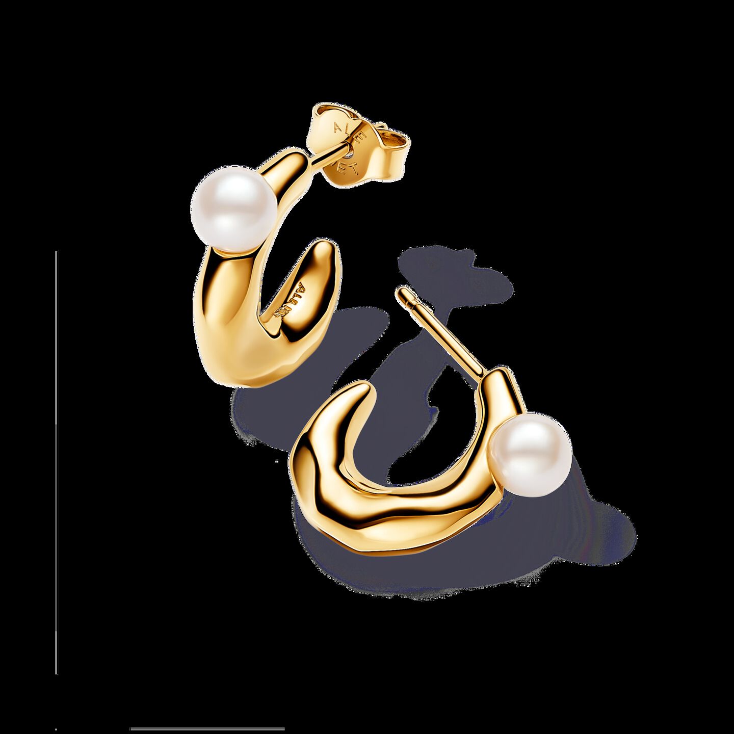 Женские серьги Pandora Treated Freshwater Cultured Pearl & Organically Shaped, цвет: Позолоченный — фото 2