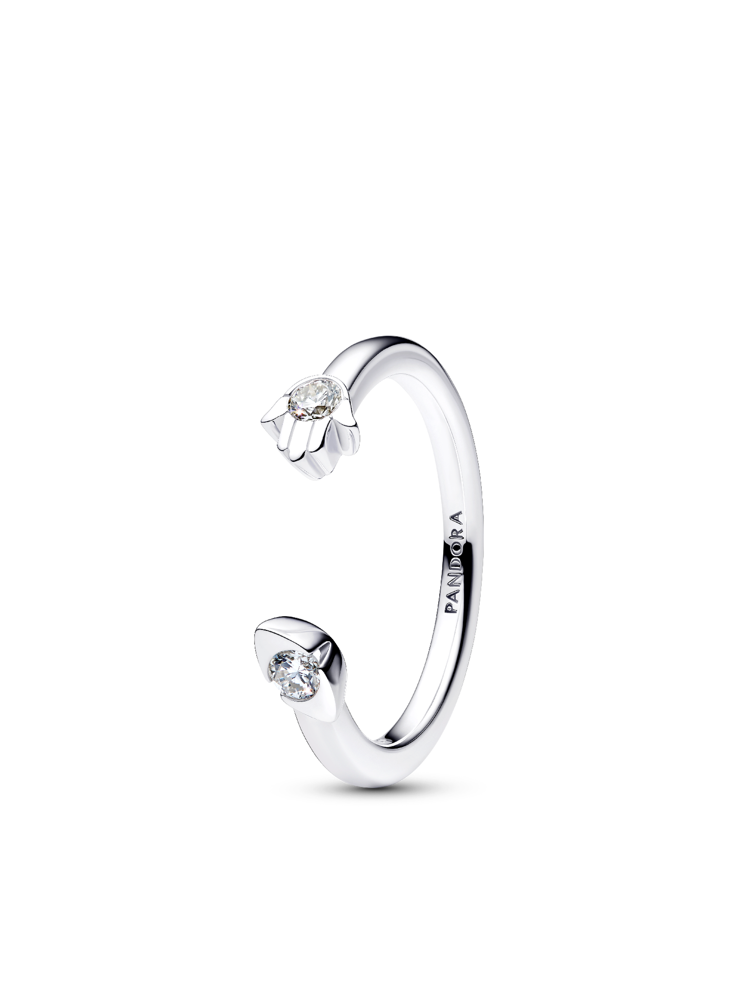 Женское кольцо Pandora Talisman Sterling Silver Lab-Grown Diamond Evil Eye & Hamsa Hand Open, цвет: Серебро — фото 1