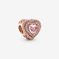 Sparkling Levelled Heart Charm | Rose gold plated | Pandora US