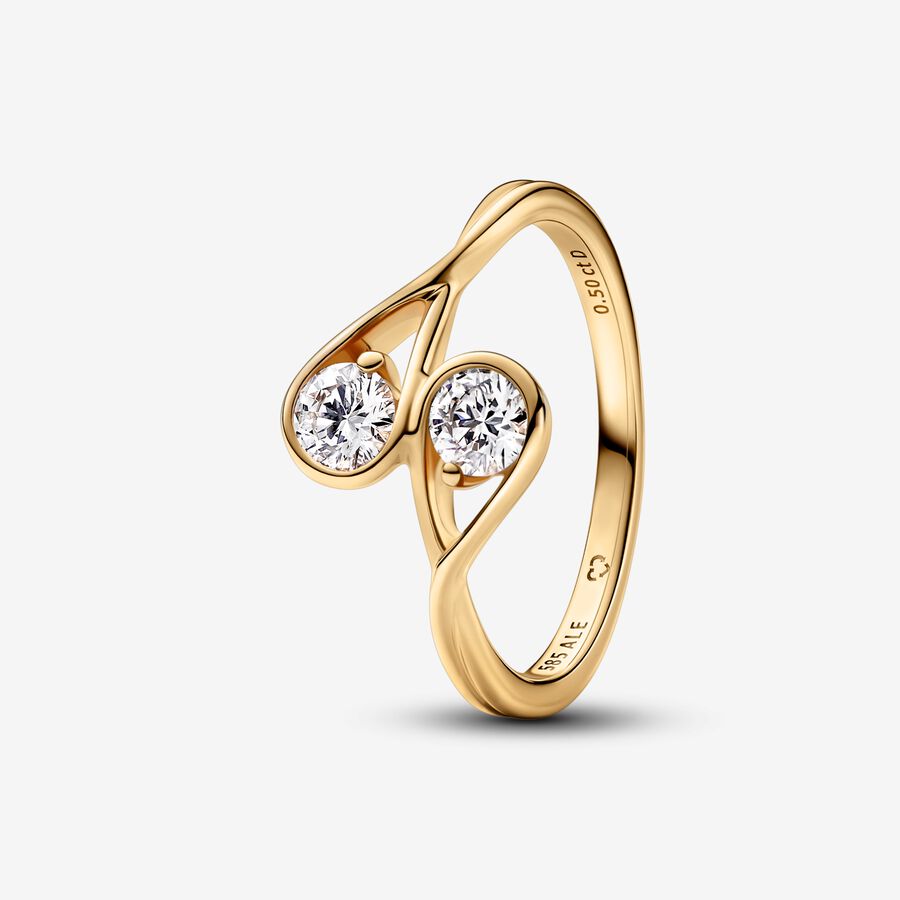 PANDORA Infinite Lab-Grown Diamond Ring 0.50 Ct Tw 14K Gold, in Clear, Size 58