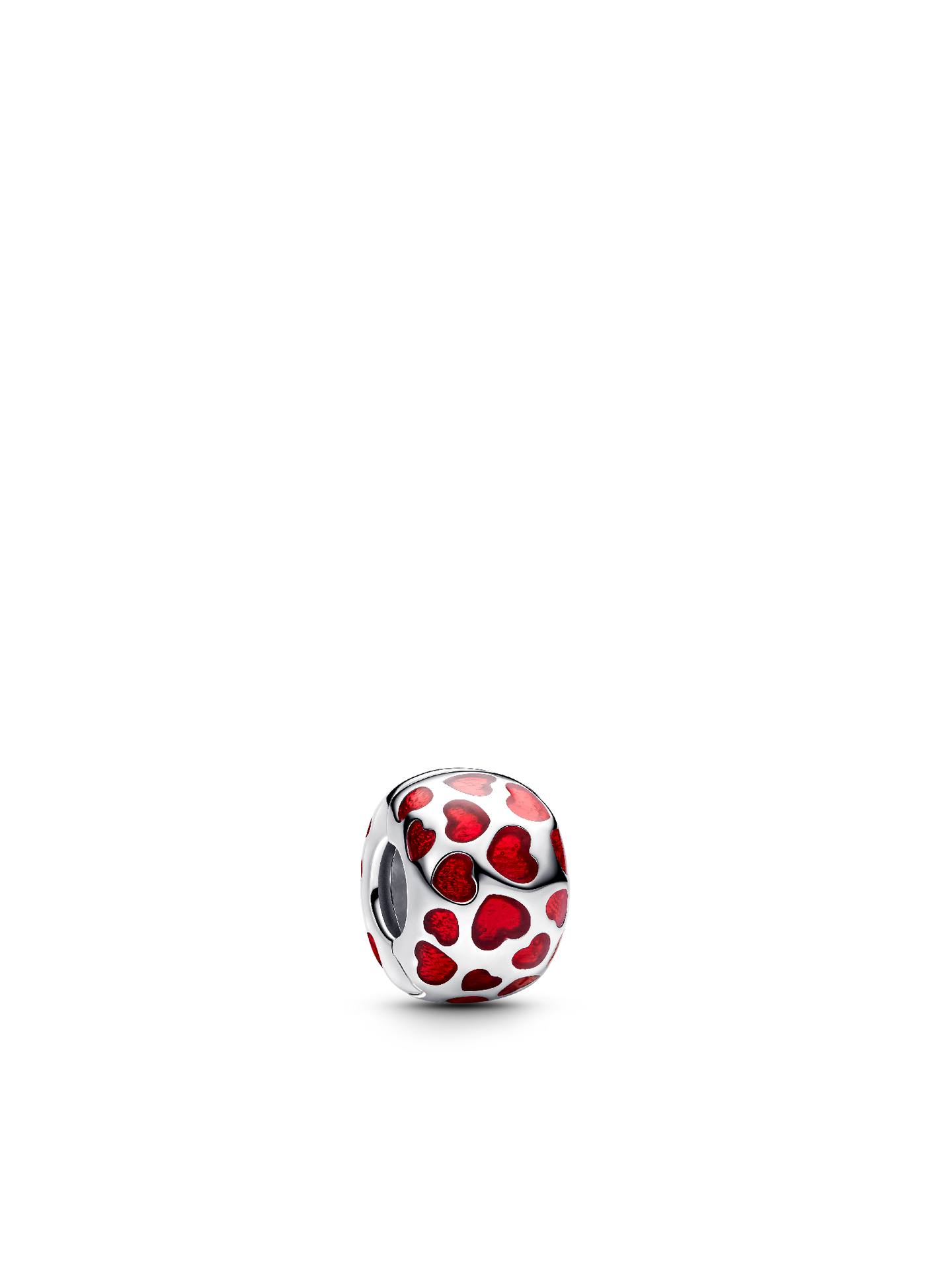 Женский шарм Pandora Hearts Round Clip Charm, цвет: Серебро — фото 1