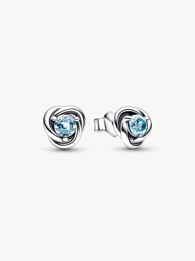 FINAL SALE - March Sea Aqua Blue Eternity Circle Stud Earrings