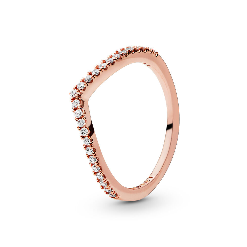 Sparkling Wishbone Ring | Rose gold plated | Pandora US