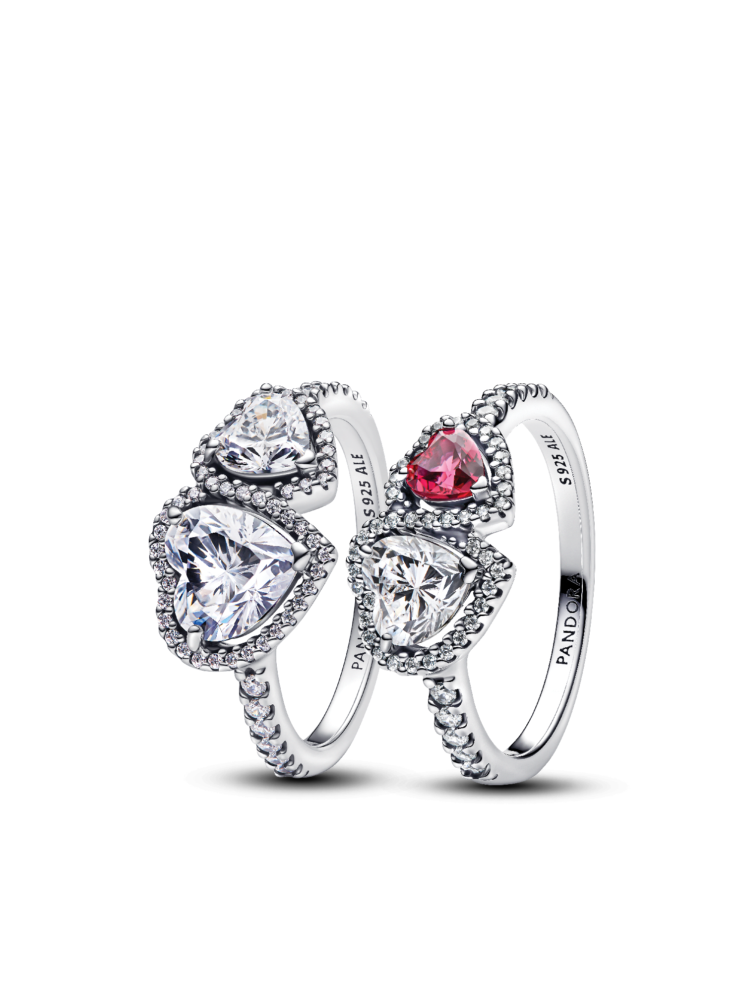 Sparkling Halo Hearts Ring Set