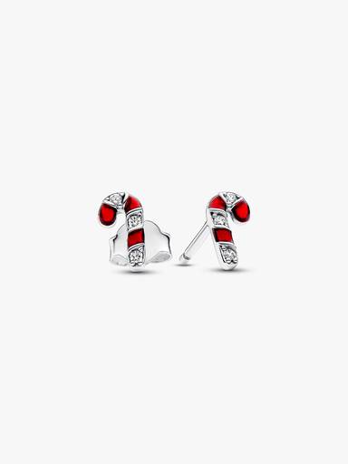 FINAL SALE - Sparkling Red Candy Cane Stud Earrings