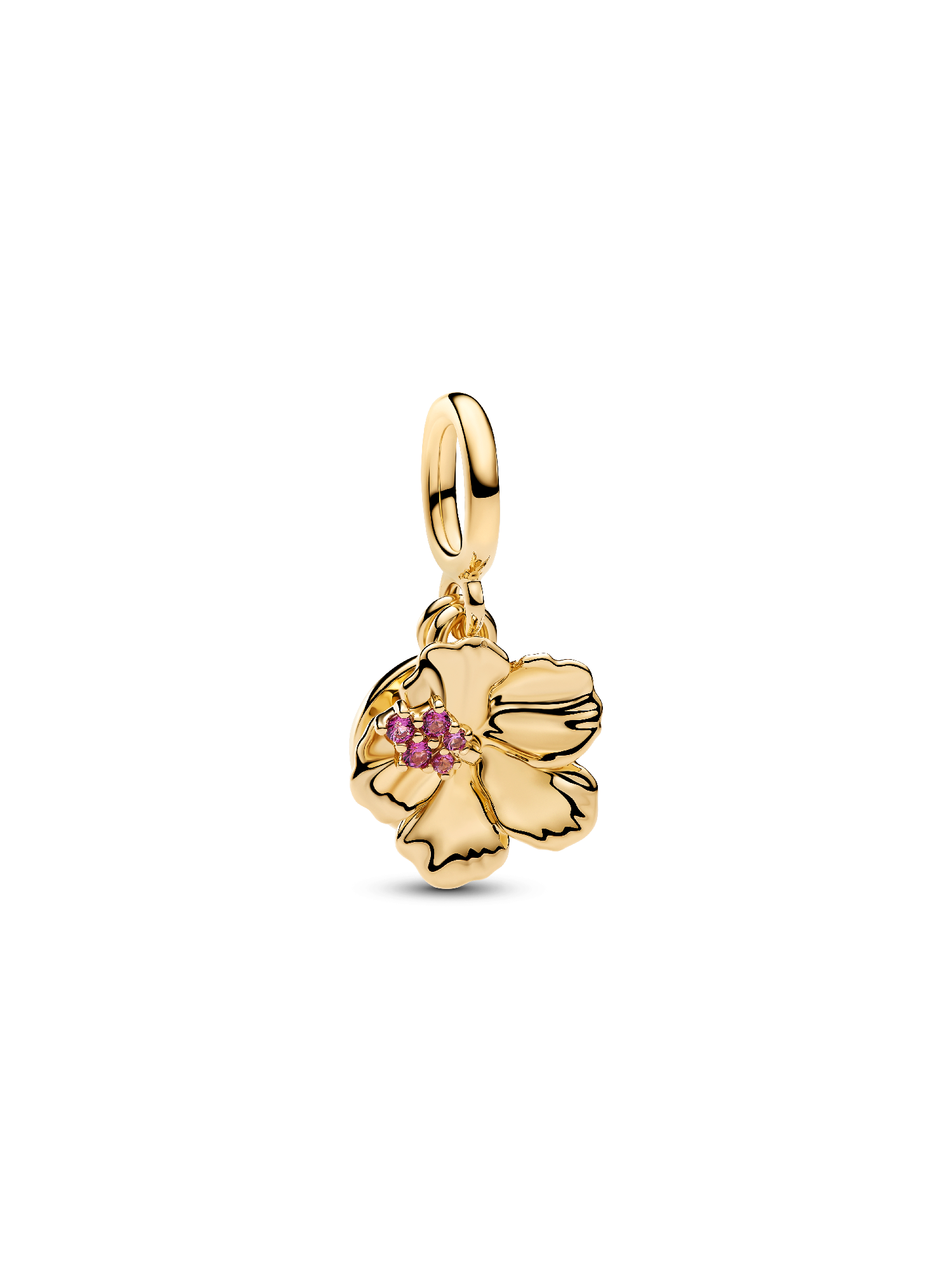 Hibiscus Flower & Engravable Round Tag Double Dangle Charm