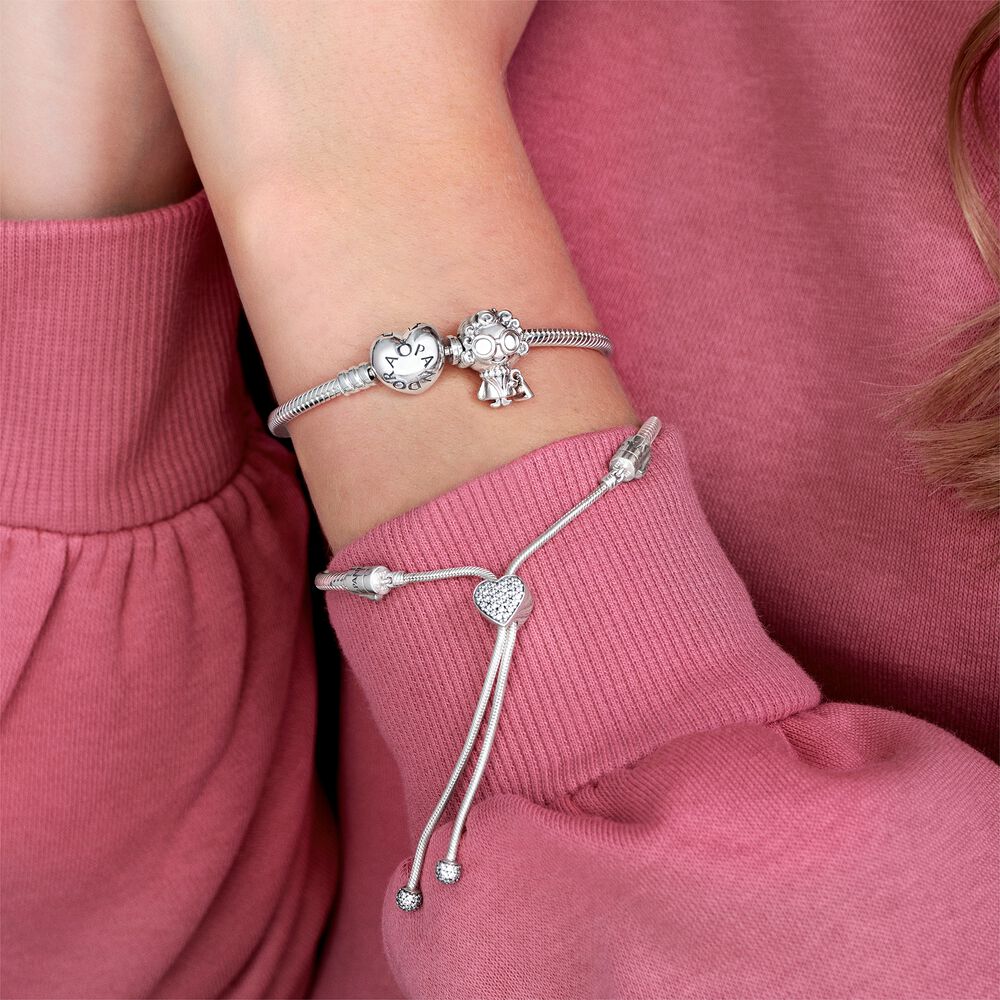 Silver Charm Bracelet with Heart Clasp | Pandora US