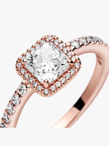 Square Sparkle Halo Ring