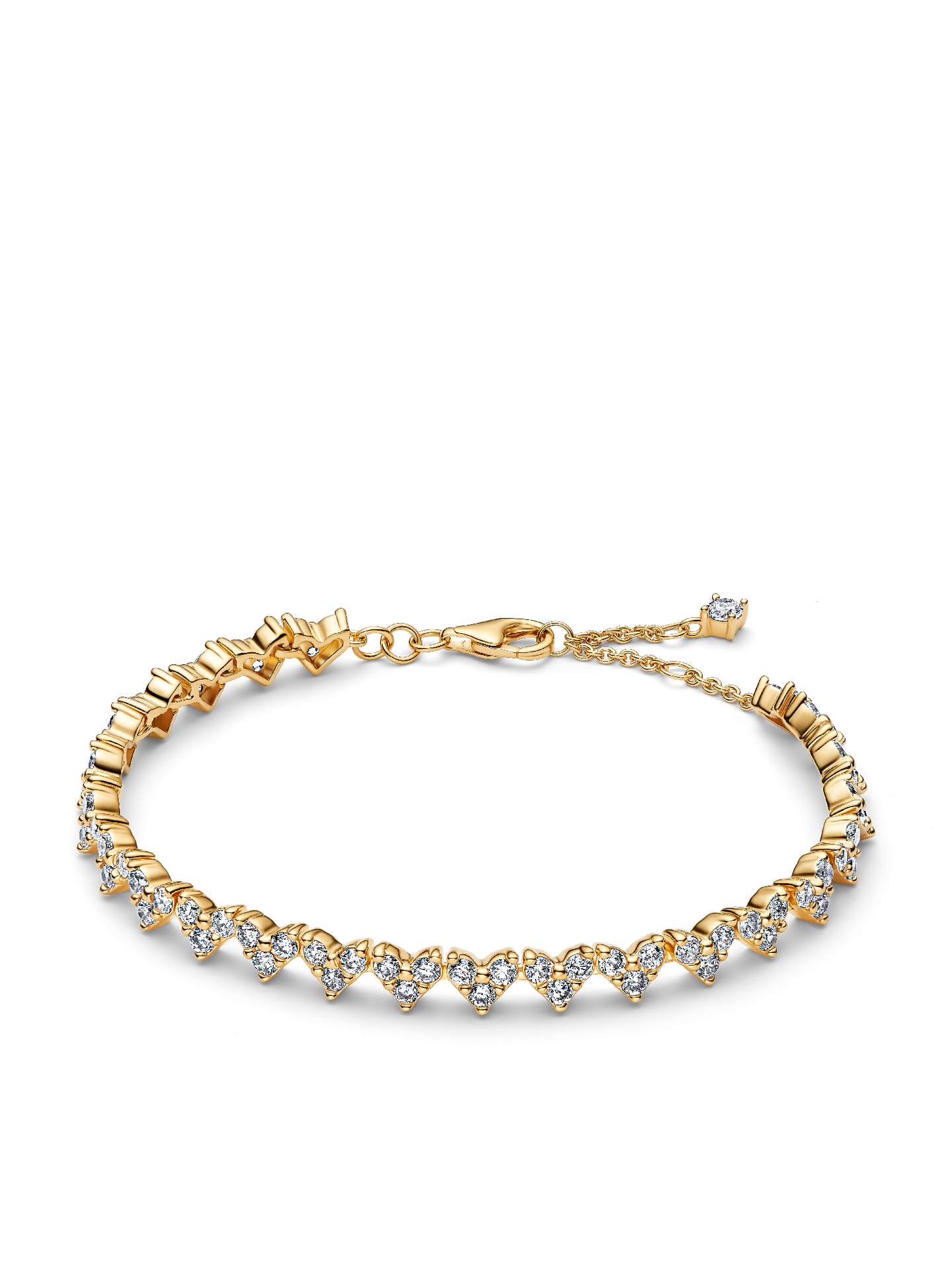Женский браслет Pandora Triple Stone Heart, Gold plated, цвет: Позолоченный
