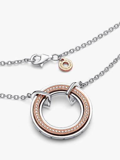 FINAL SALE - Pandora Signature Two tone Logo & Pavé Necklace