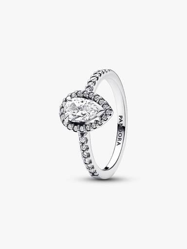 Sparkling Pear Halo Ring