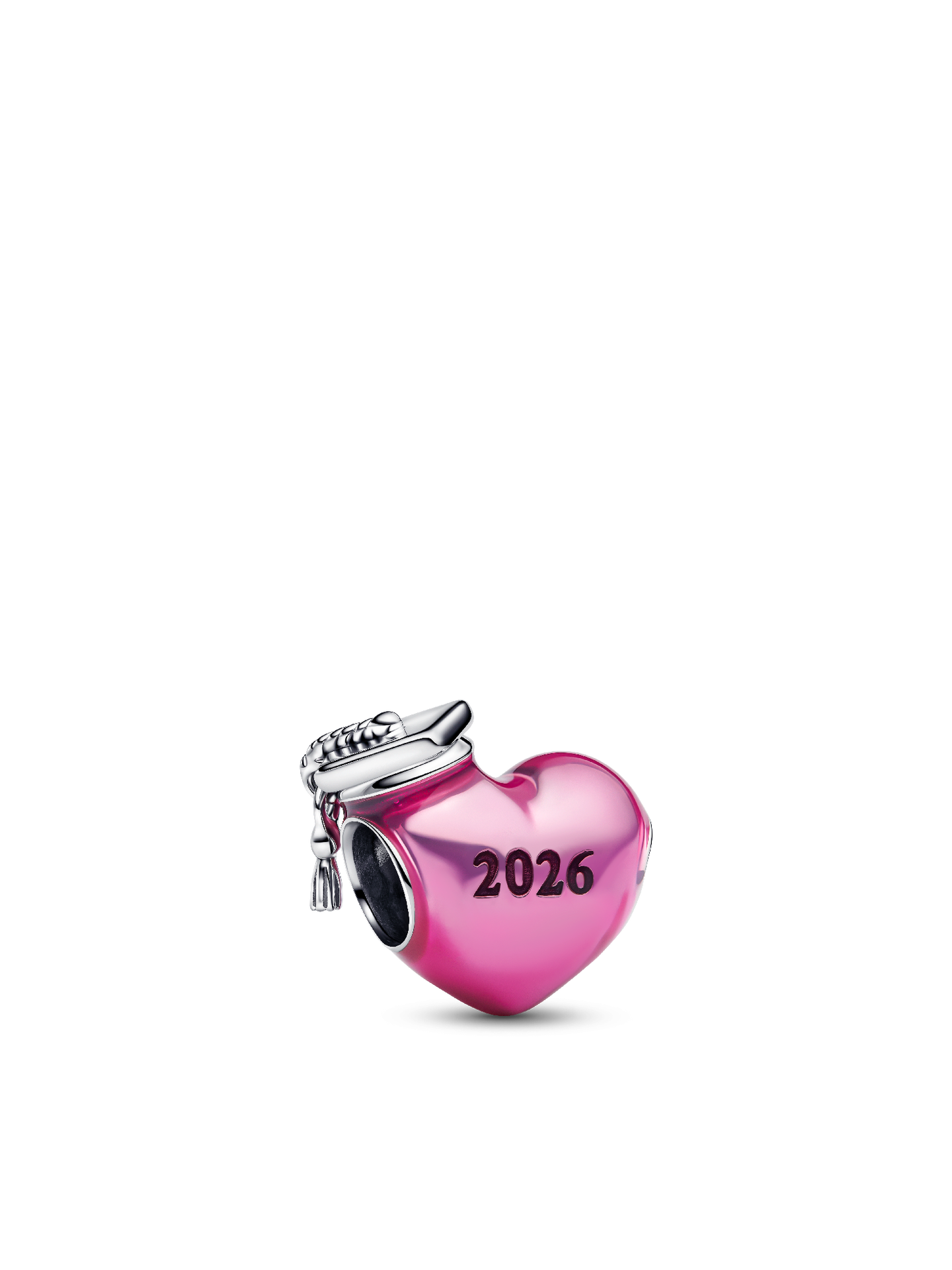 Женский шарм Pandora Graduation 2026 Pink Heart Charm, Sterling silver #794635C01, цвет: Серебро — фото 1