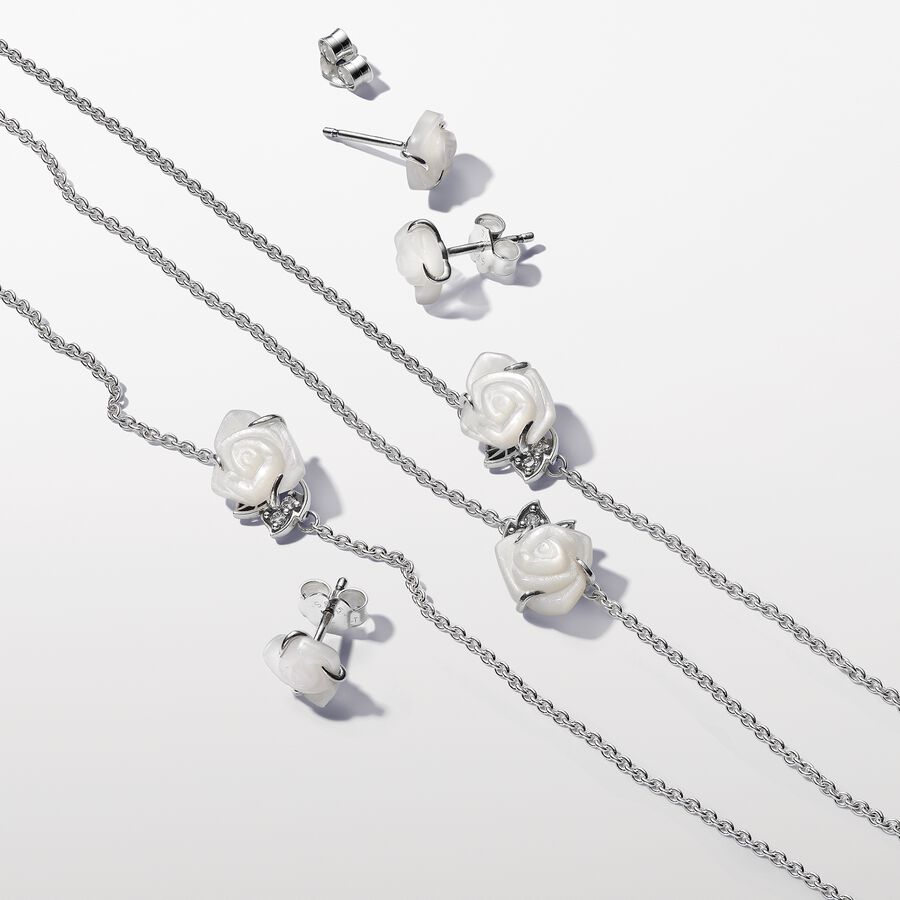 White Rose in Bloom Stud Earrings | Sterling silver | Pandora US