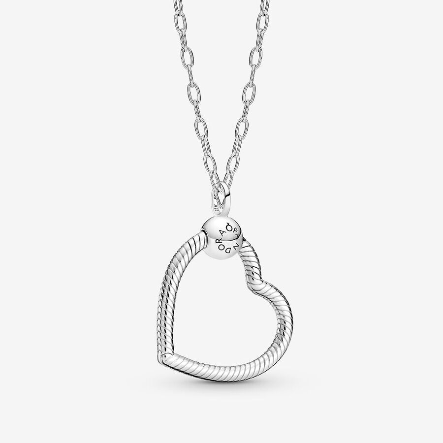 Heart O Pendant & Link Necklace Set | Sterling silver Pandora