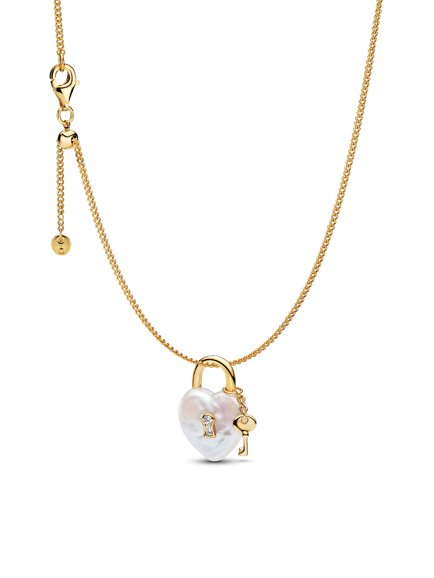 Baroque Pearl Padlock Charm Necklace set