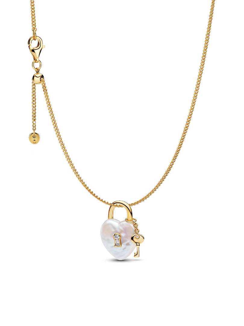 Baroque Pearl Padlock Charm Necklace set