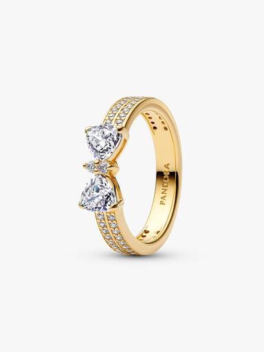 Sparkling Bow Double-row Ring