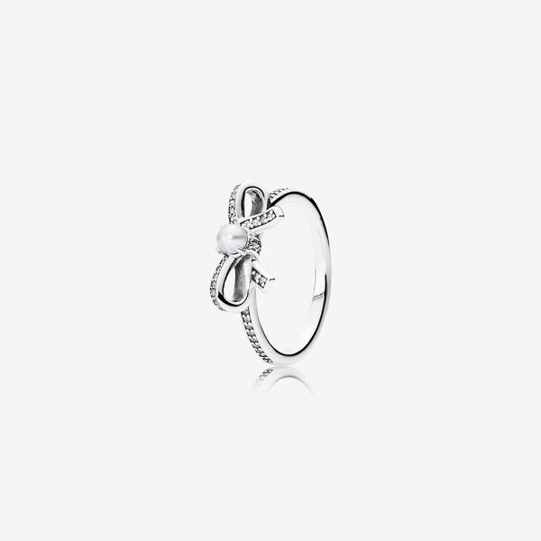 Pandora Delicate Sentiments Ring, White Pearl & Clear Cubic Zirconia - FINAL SALE - Size 4.5
