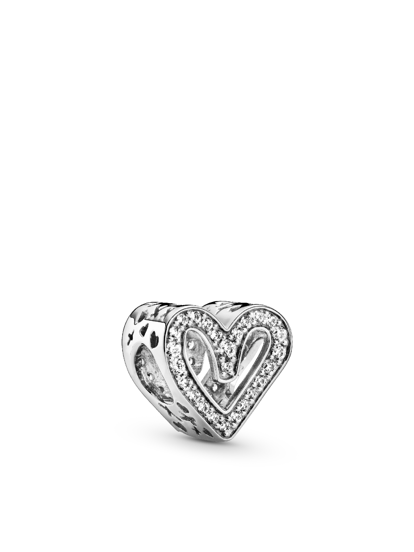 Женский шарм Pandora Sparkling Freehand Heart Charm, цвет: Серебро