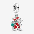 FINAL SALE - Disney, Santa Mickey & Gift Bag Dangle Charm, Red & Green Enamel