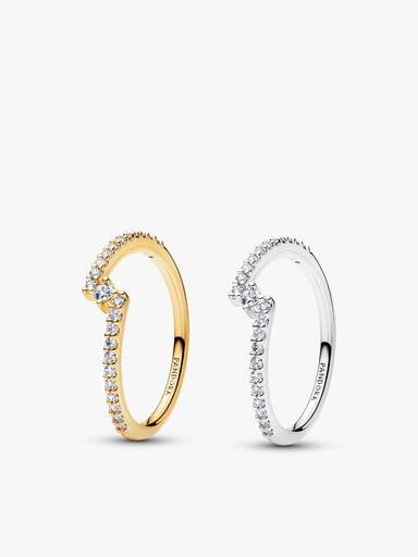 Sparkling Split Pave Two Tone Ring Set