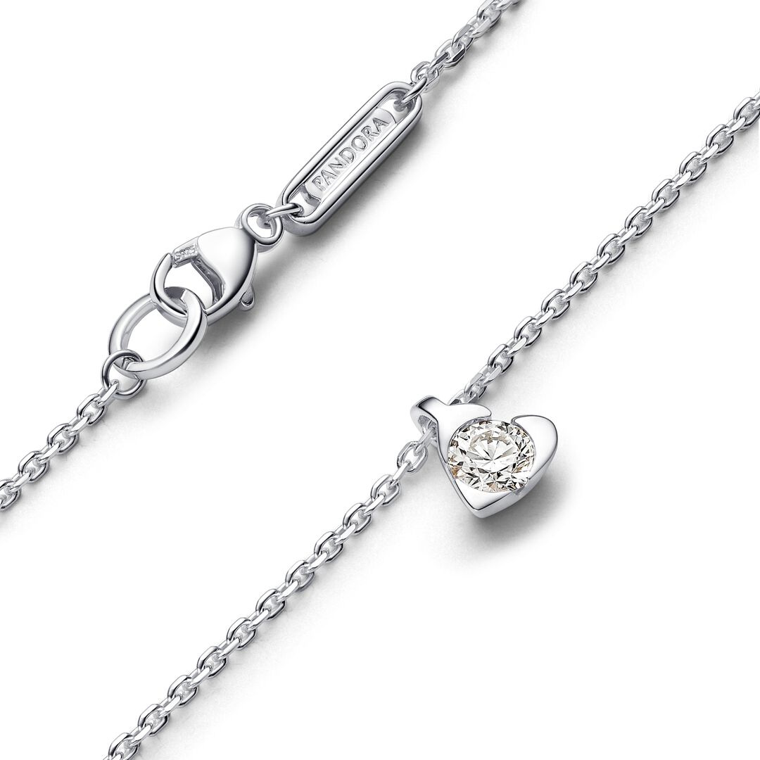 Pandora Talisman Lab-grown Diamond Heart Pendant Necklace 0.25 carat tw Sterling Silver