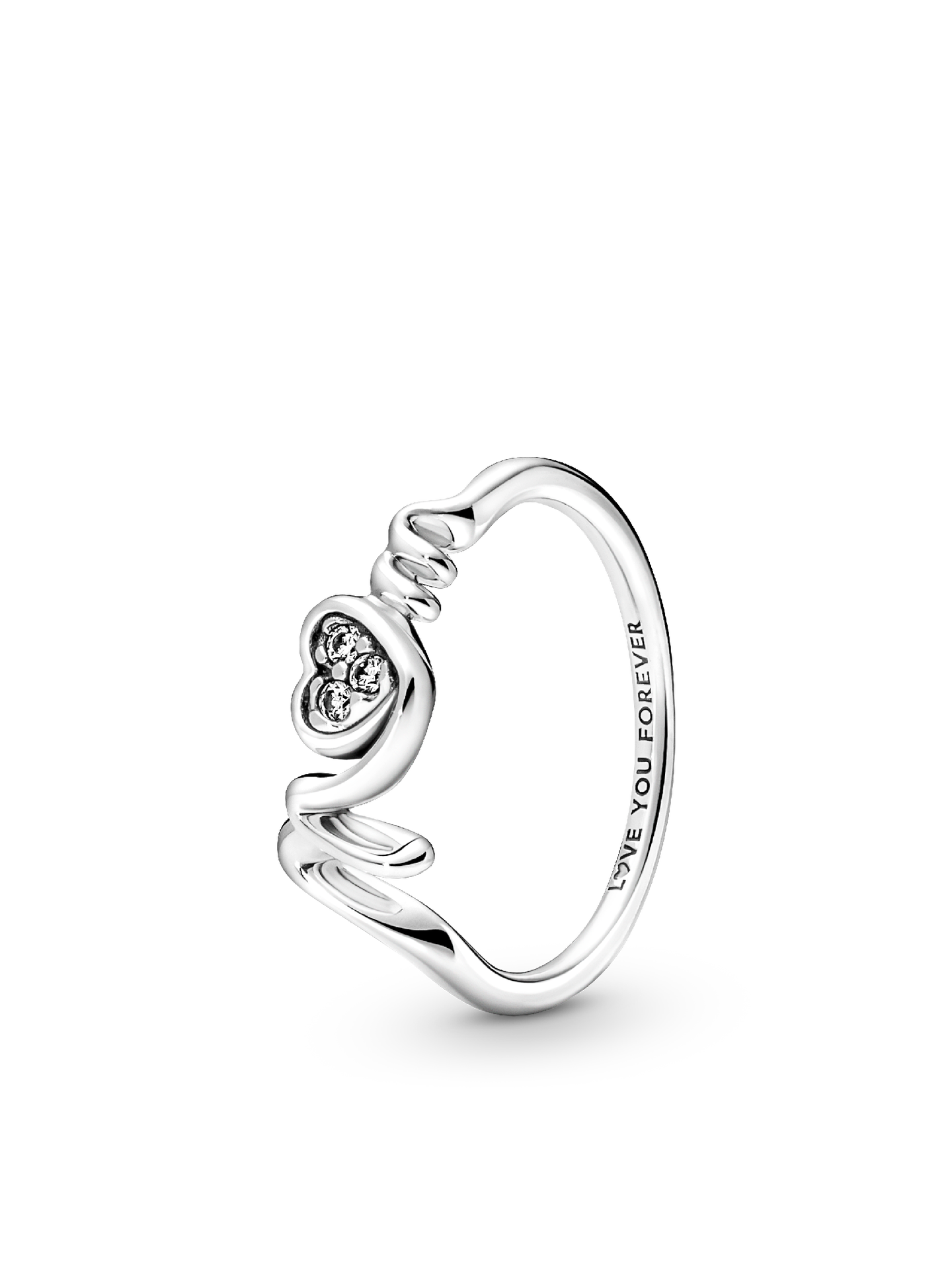 Женское кольцо Pandora Mom Pavé Heart, цвет: Серебро — фото 1