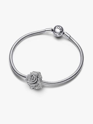 FINAL SALE - Sparkling Rose in Bloom Oversized Charm