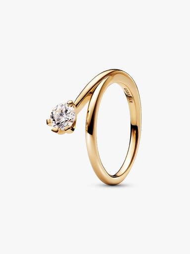 FINAL SALE - Pandora Nova 14k Gold Lab-grown Diamond Asymmetric Ring
