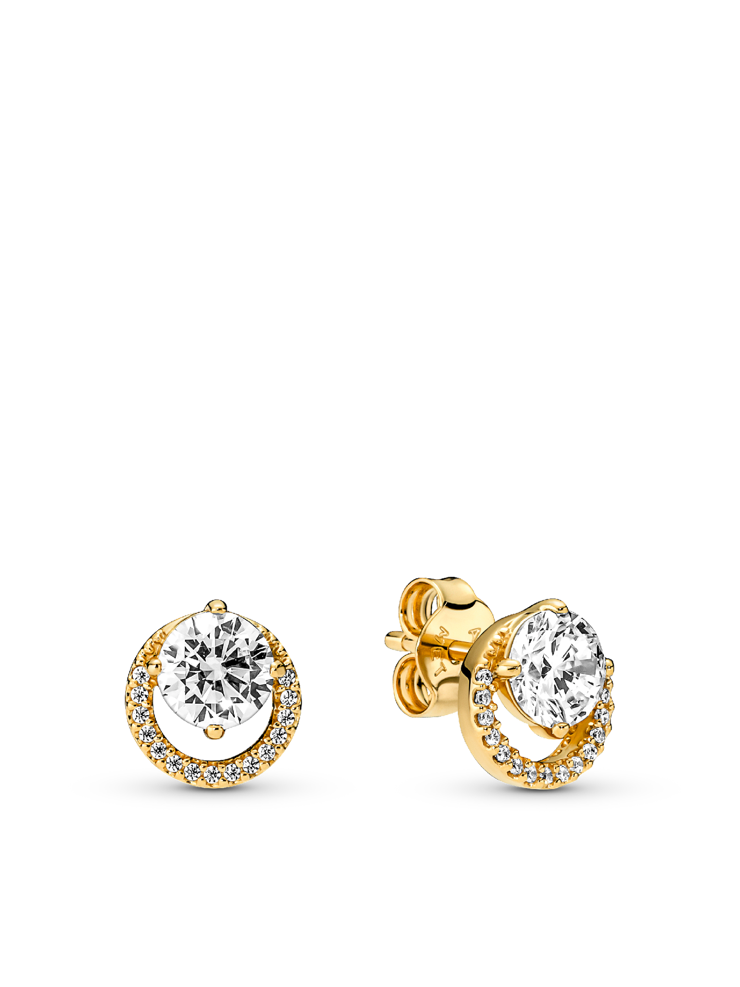 Женские серьги Pandora Sparkling Round Halo, Gold plated, цвет: Позолоченный — фото 1
