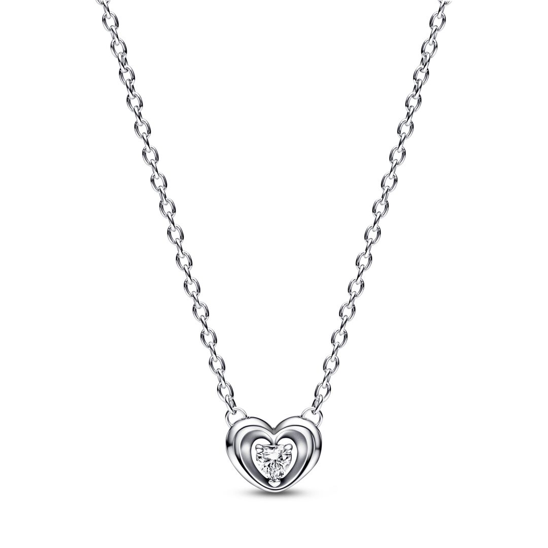 Radiant Heart & Floating Stone Pendant Collier Necklace